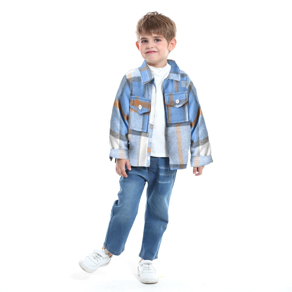 Foreign trade children's clothing, boys' multi-color patchwork plaid shirt, long-sleeved, preppy style, autumn new style, spring and autumn children's top