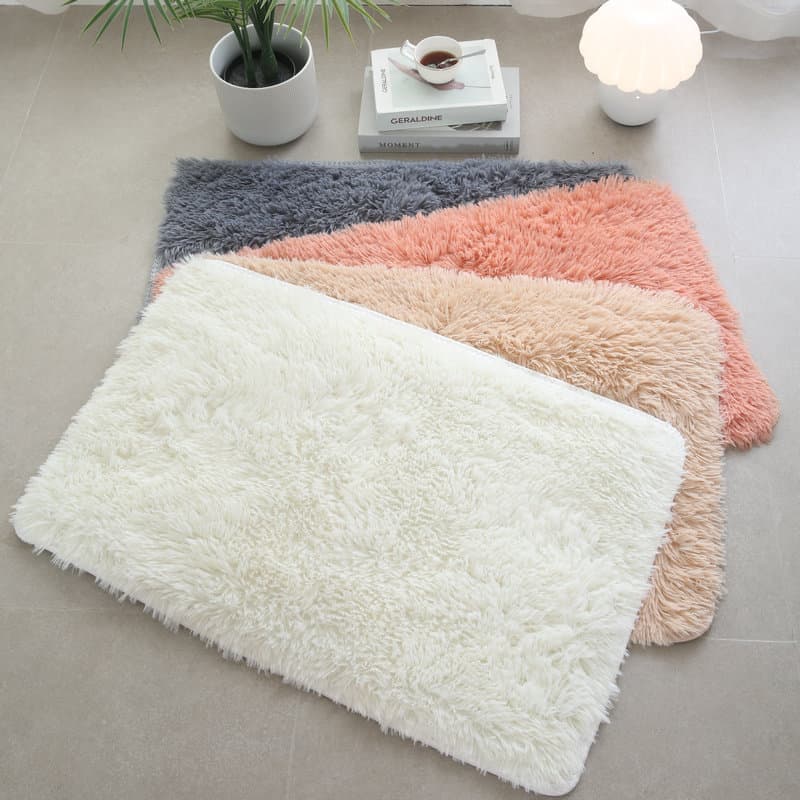 Modern Minimalist Silk Wool Carpet, Entryway Doormat, Long Pile Bedside Carpet, Living Room Carpet for Bedroom, Coffee Table Area