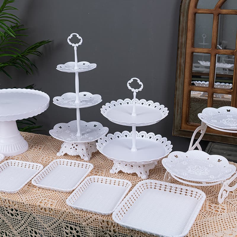 Birthday Party Dessert Table Decoration Wedding Display Stand European Style Fruit Candy Plastic Cake Holder Pastry B&