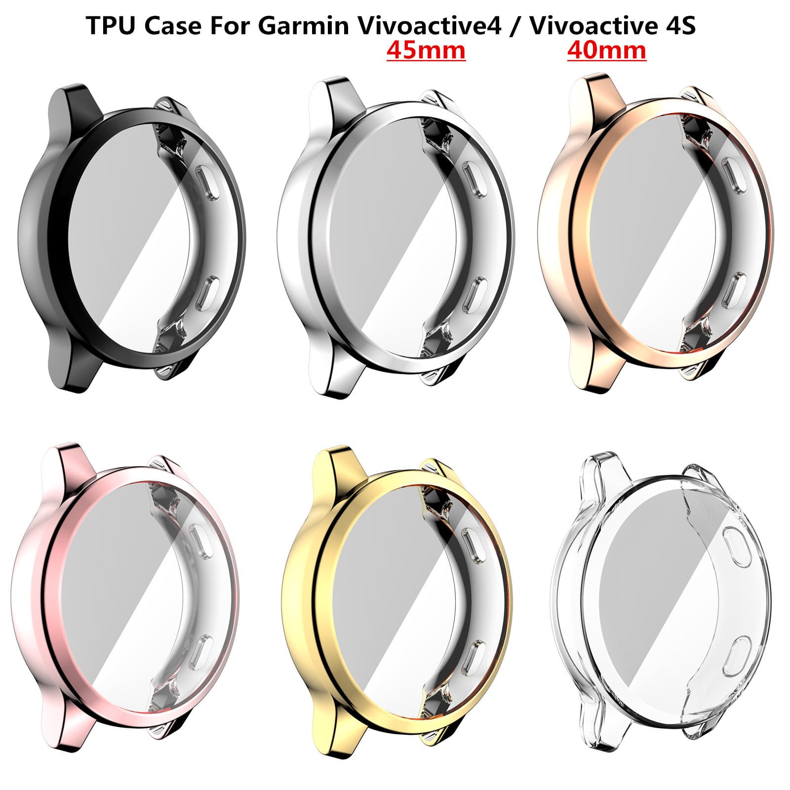 Compatible with Garmin Vivoactive 4/4S Watch, Venu 2/Venu 2S Universal Case, Electroplated Full-Cover TPU Watch Case
