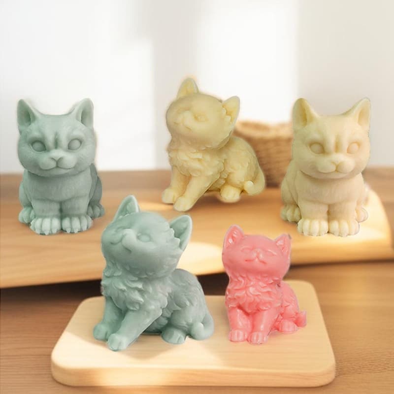3D Cat Aromatherapy Candle Silicone Mold DIY Animal Plaster Resin Drop Cat Candle Mold