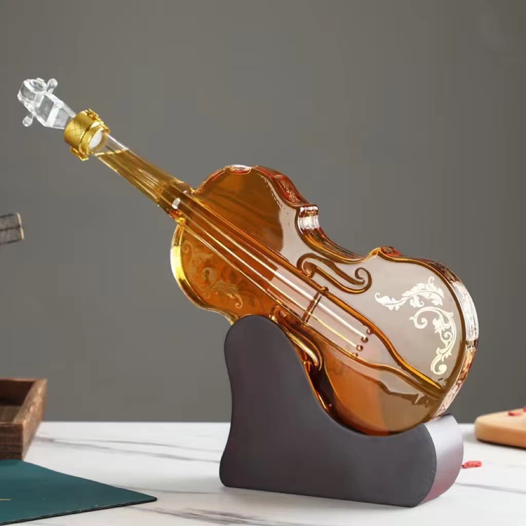 New Violin-Shaped Glass Wine Bottle for Home Medicinal Soaking, Thickened Glass Bottle, Creative Glass Wine Bottle Decoration