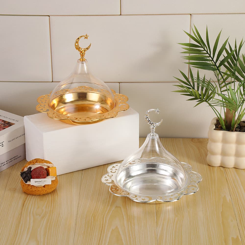 New European style dessert storage plate transparent acrylic fruit plate gold silver dessert plate moon star fruit plate
