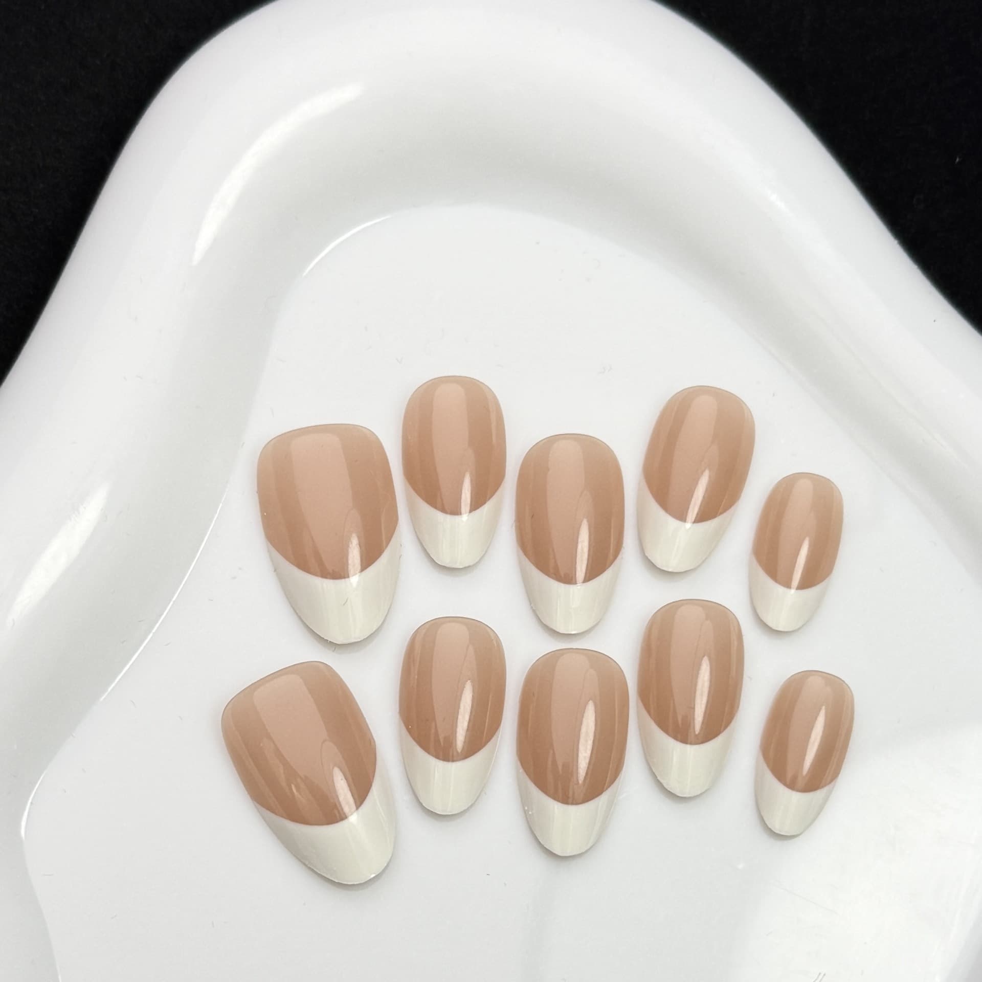 Cross-border EU/US One Size Short Almond French Press-On Nails Pre-Made False Nails with Sizing Options