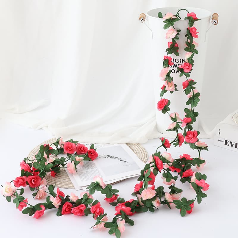 Artificial Rose Vine Wall Hanging Silk Flowers 45 Heads Decorative Sakura Vine Fake Flowers Ceiling Hanging Artificial Plant Vine