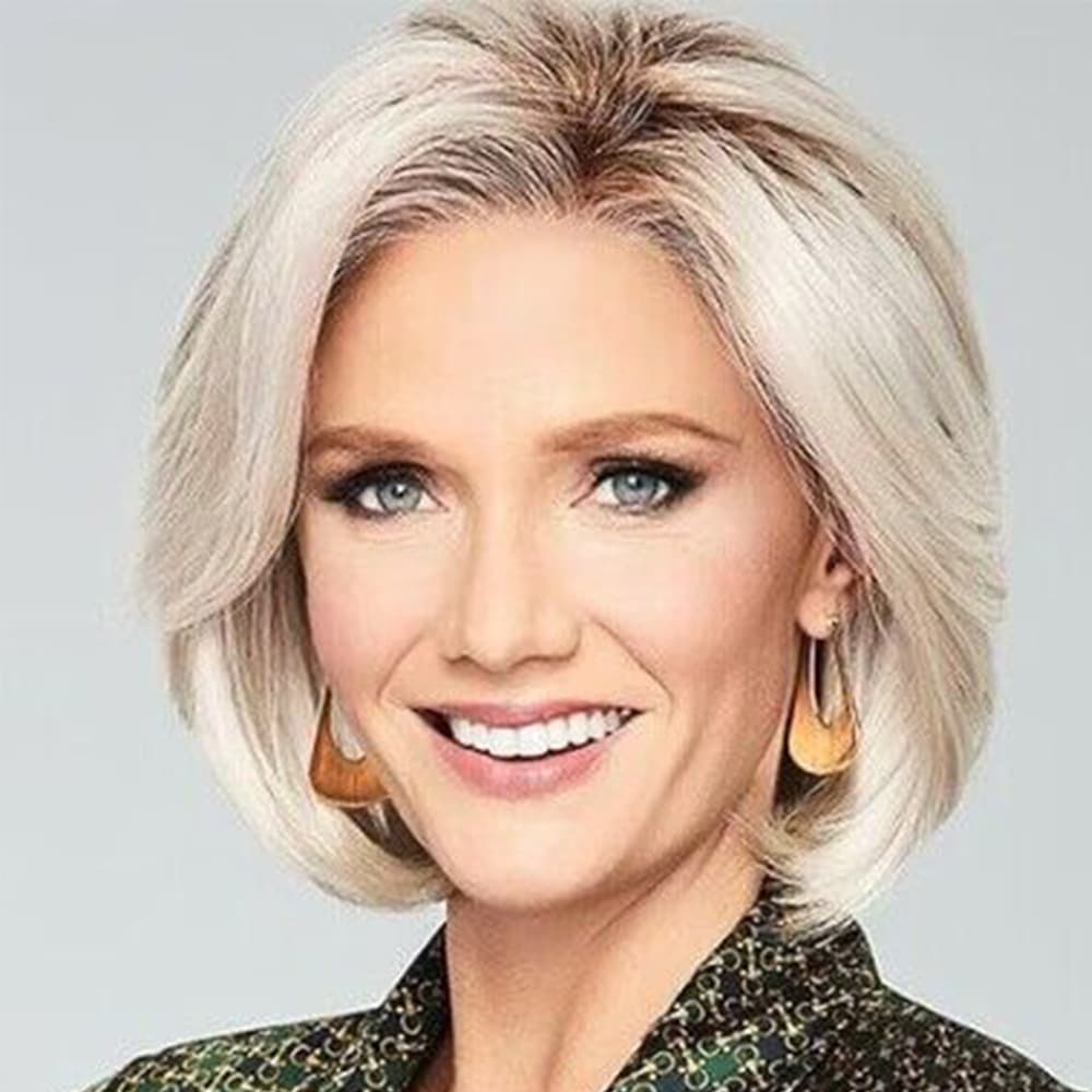 European and American Cross-border New Women's Short Bob Wig with Gradient Gold Color, Synthetic Wig Cap