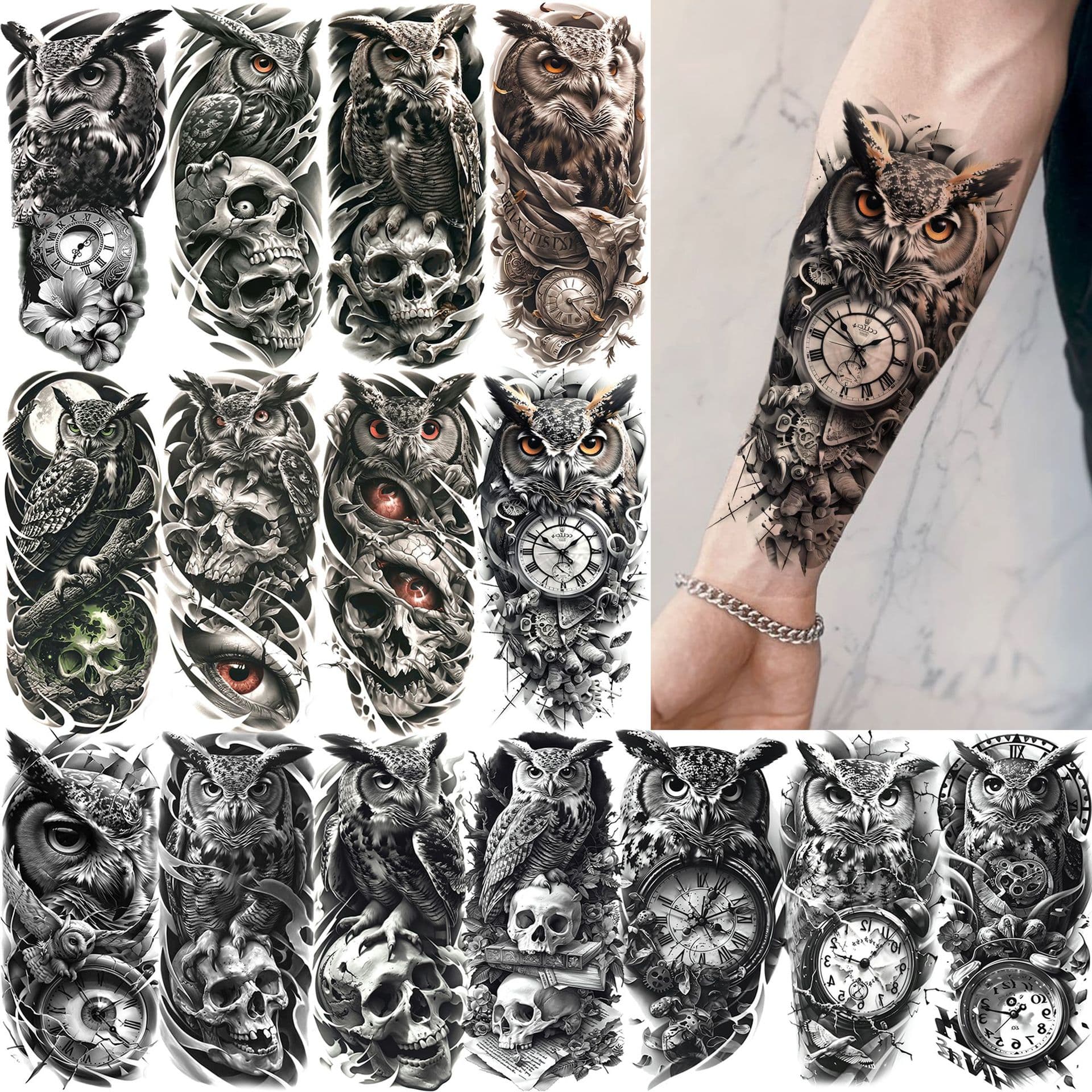 Cross-border new product owl flower niche tattoo stickers arm calf tattoo stickers TEMU TK Tattoo