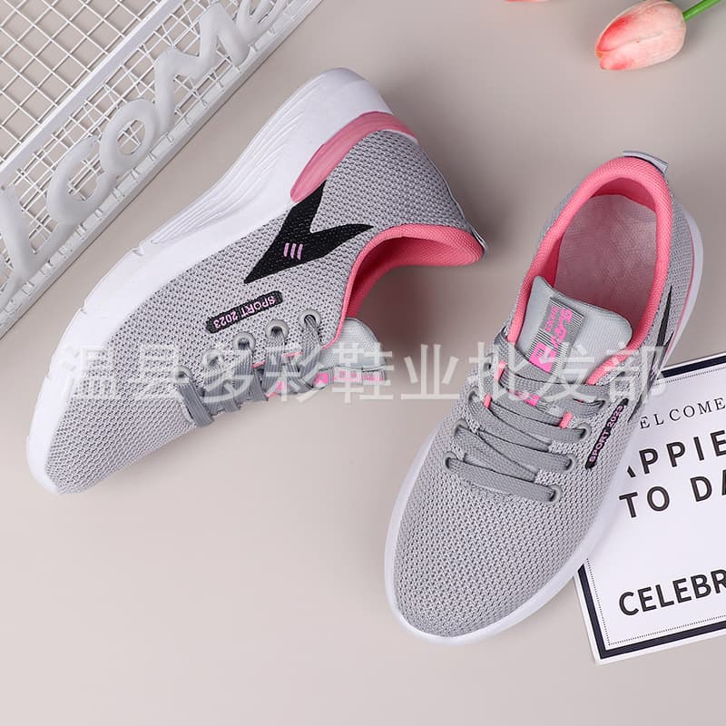 Drop shipping new women's fly woven mesh shoes, comfortable soft sole casual women's shoes, fashionable lightweight student shoes, sneakers