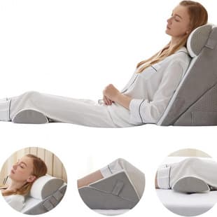 Adjustable 4-Piece Bed Wedge Pillow Set Memory Foam Post-Surgery Sleeping Back Support Cushion Nap H5