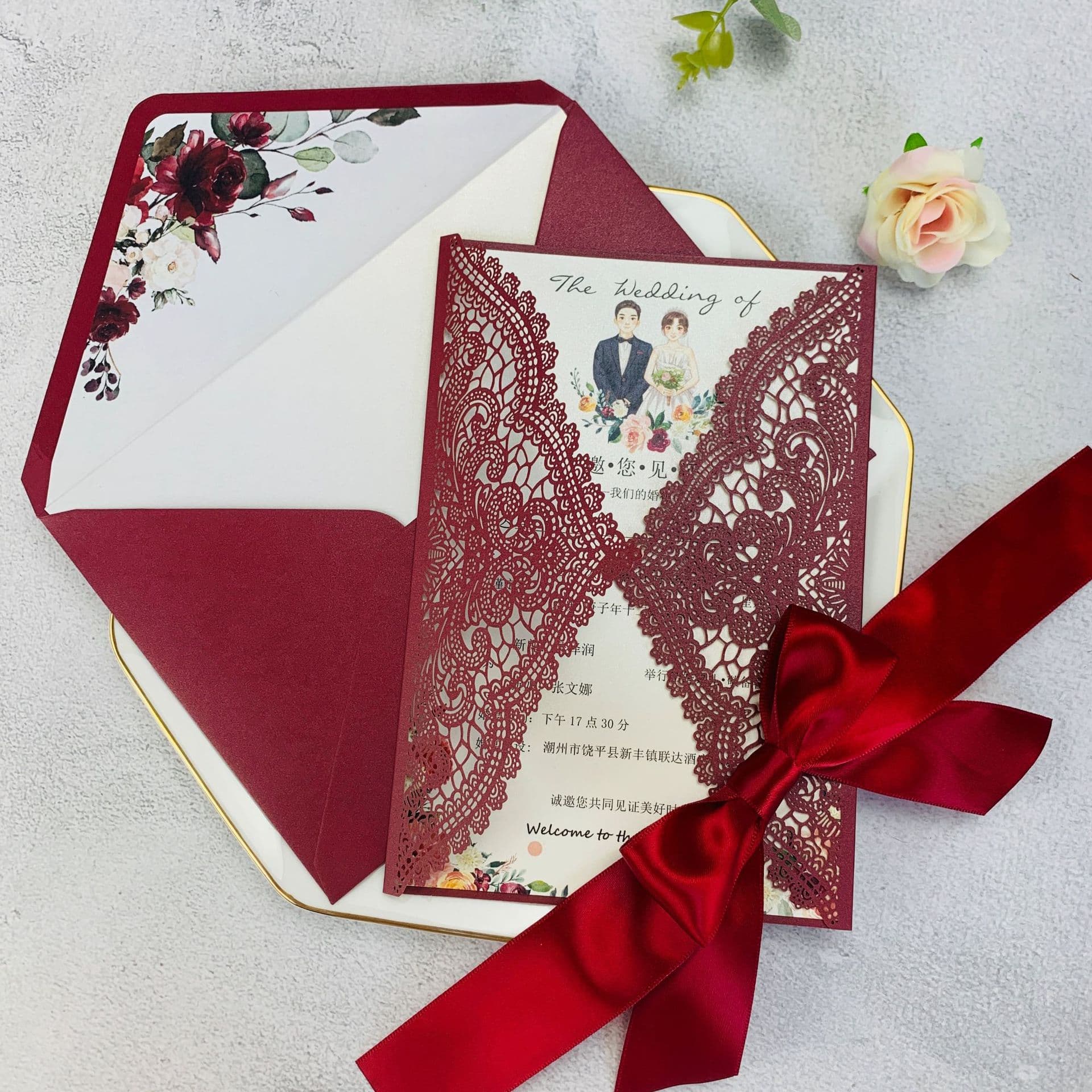 European Style Bride and Groom Wedding Invitation Laser Cut Hollow Carved Invitation Card Wedding Invitation Business Invitation