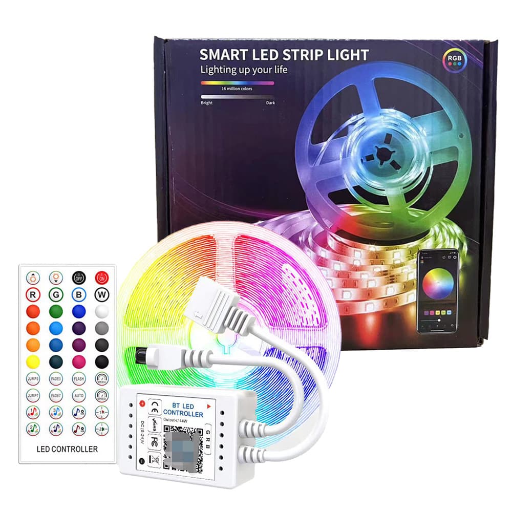 LED Bluetooth Phone App 24V RGB Colorful LED Strip Light Kit with Sound Pickup and Music Sync, 20m