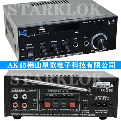 Ak45/220v12v110v multifunctional Bluetooth power amplifier household small mini karaoke power amplifier HIFi