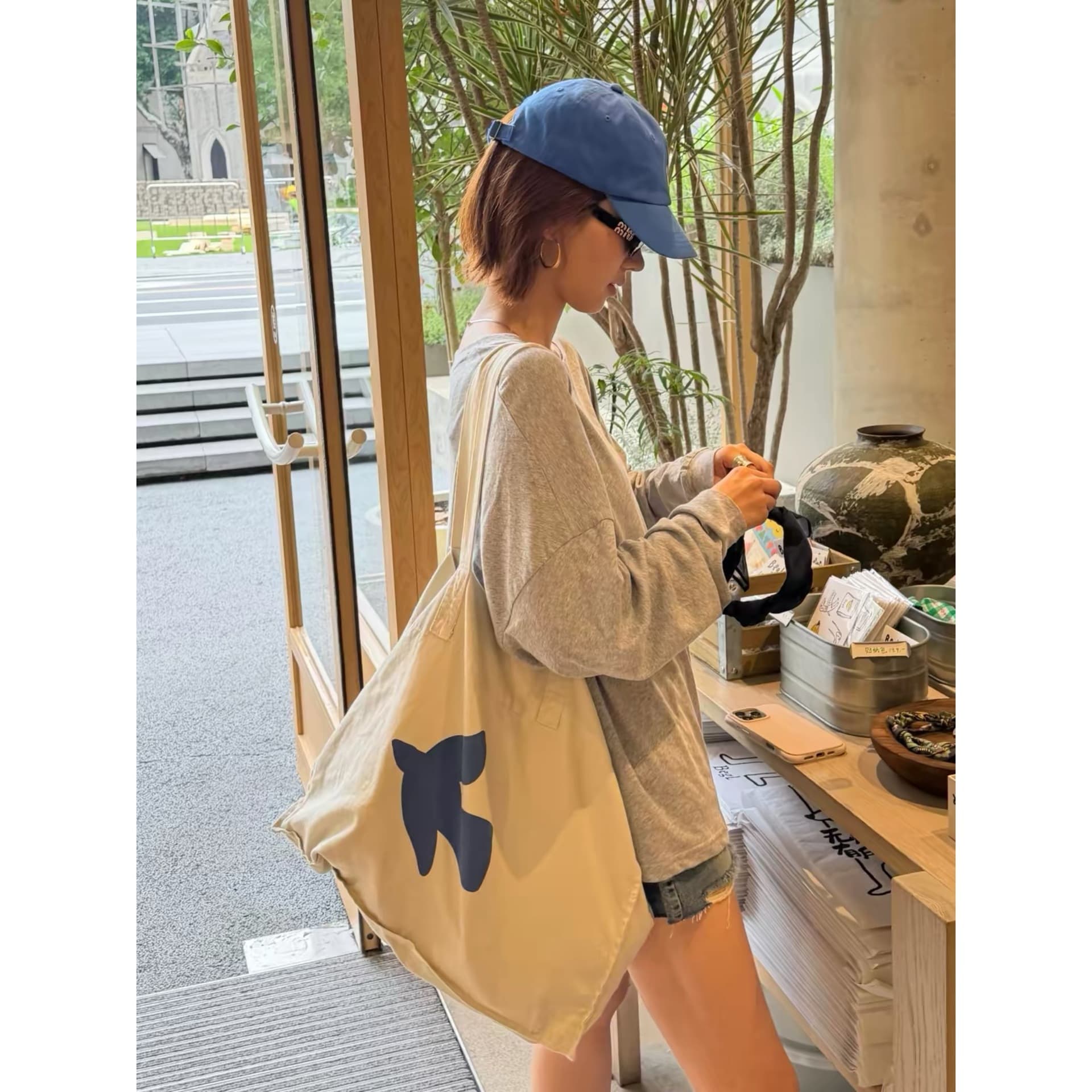2026 Summer New Bird Print Canvas Bag Minimalist Style Large Capacity Versatile Lazy Shoulder Bag Handbag