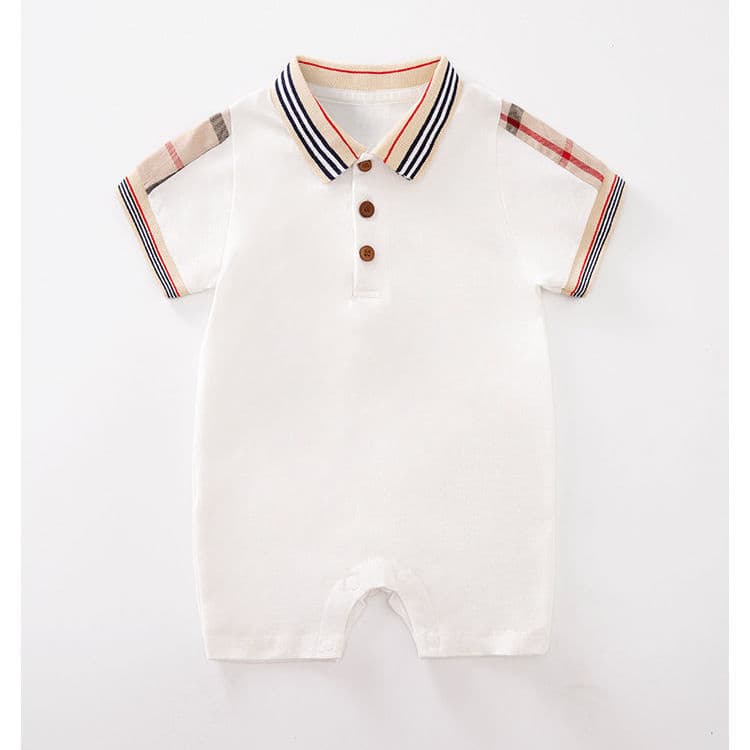 Baby Boy Summer Polo Shirt Half Sleeve Romper Outfit Thin Cotton Onesie Korean Style Newborn 0-1 Year Old Full Month Outfit