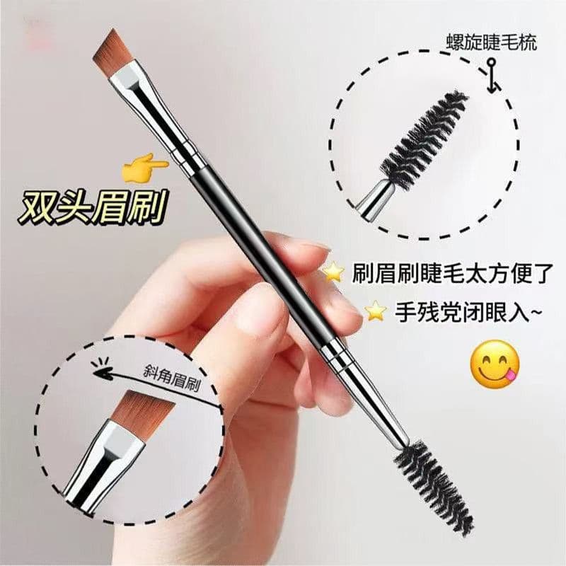 Dual-Ended Angled Eyebrow Brush, Eyebrow Powder Brush Pen, Spoolie, Precision Eyeliner Brush, Eyeshadow Brush, Flat Head Mascara Brush