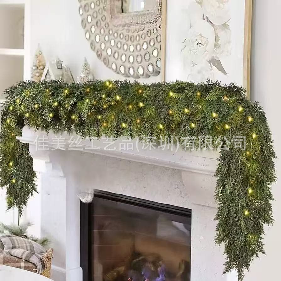 Cross-border Amazon TEMU Christmas artificial simulated cypress vine light strip fireplace staircase decoration decorative vine