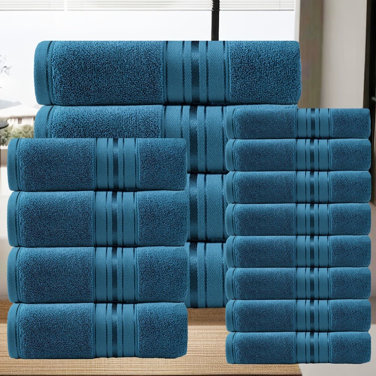 16 Pack Bath Towel Set 8 Washcloths 4 Hand Towels 4
