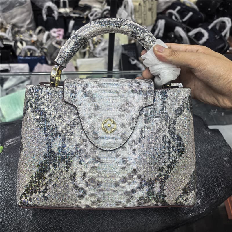 New colorful snakeskin lady bag genuine leather large capacity multi-compartment handbag tote bag single shoulder fashion crossbody bag