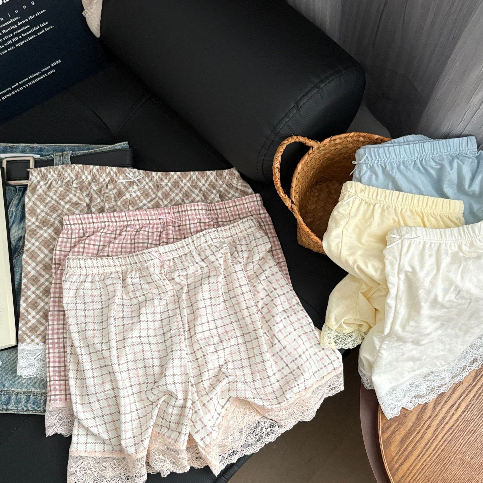 6599 Lace Trim Pajama Shorts Women's Summer Thin Shorts Sweet Cute Wear-Out Stroll Home Shorts Shapewear Shorts