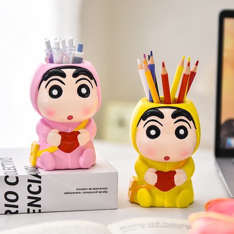 Creative Crayon Shin-chan Multifunctional Pen Holder Anime Trendy Toy Figure Model Office Desktop Ornament Decoration