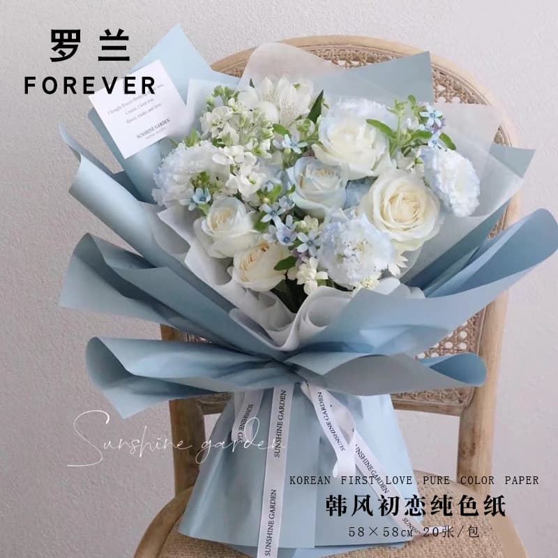 Rolan Korean Style First Love Simple Solid Color Paper Flower Packaging Oya Paper Matte Waterproof Two-Tone Bouquet Gift