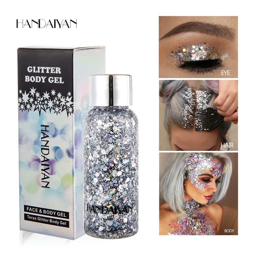 Handaiyan Cross-Border Glitter Eyeshadow Large Particles Super Shiny Stage Makeup Glitter Body Lotion Face Makeup Gel