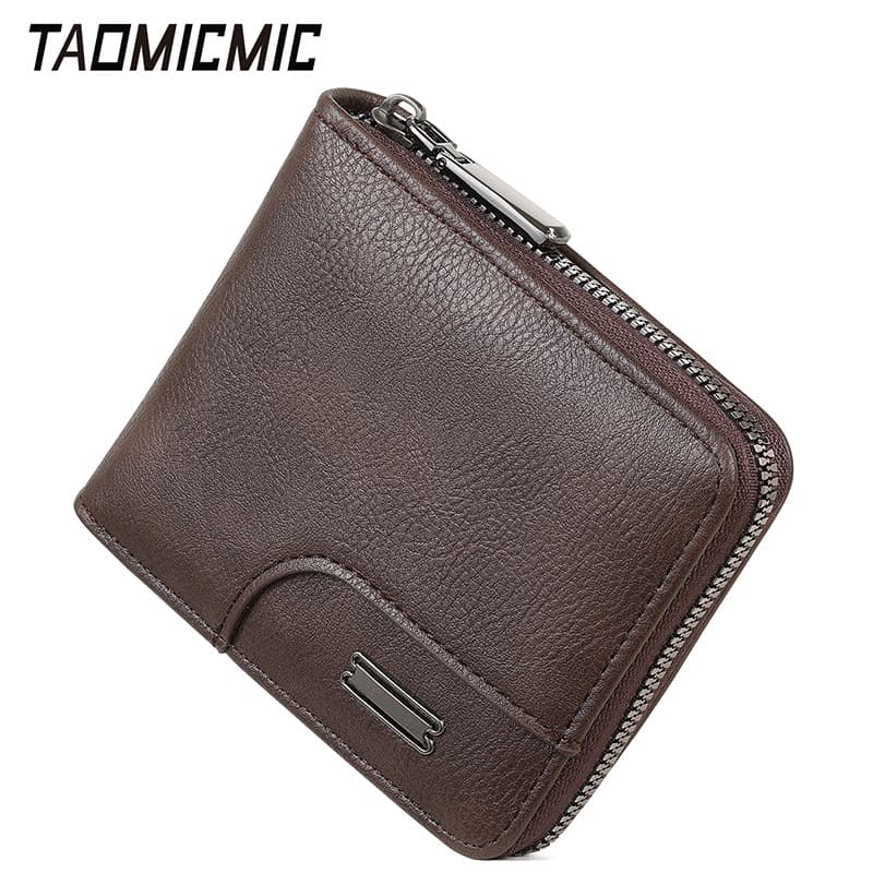 Cross-border Lychee Pattern Short Men's Wallet Ultra-thin Large Bill Compartment PU Zipper Coin Holder Large Capacity Money Clip Small Bag