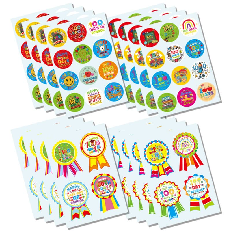 Cross-border Back-to-School 100 Days Sticker Cartoon 100 Days Badge Seal Sticker Children's Stationery Sticker Custom