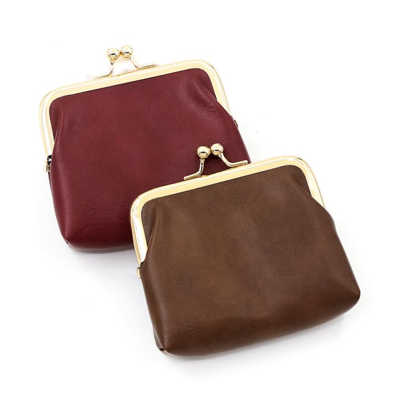 Retro oil leather iron clip exquisite coin purse large capacity lipstick bag candy color mini hand coin bag earphone bag