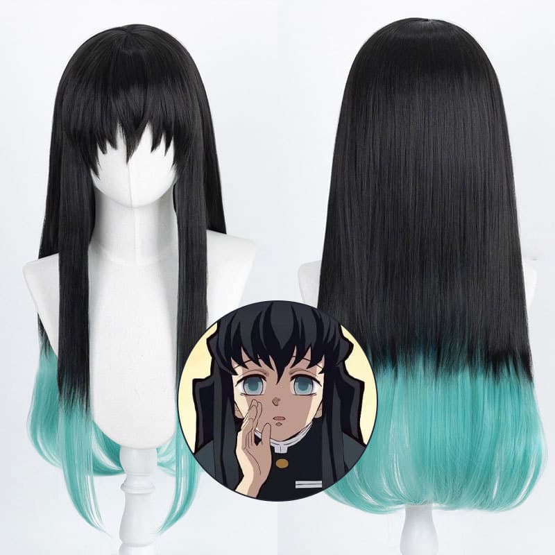 Duoran Demon Slayer: Kasumi Pillar Tokitoru Muichiro cos wig scalp top gradient color rose net