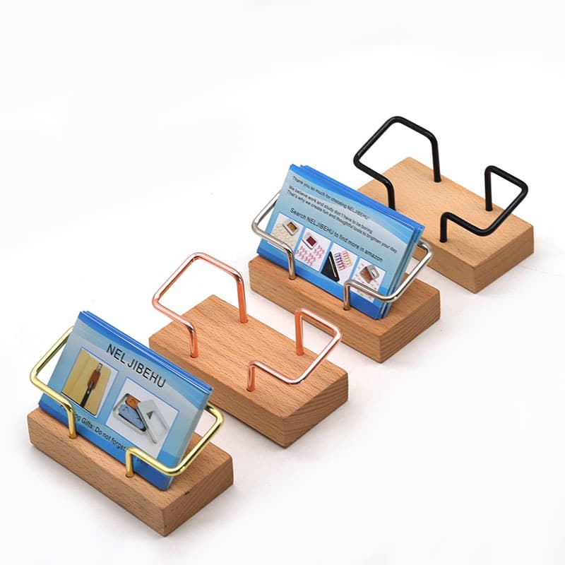 Beech Wood Brass Business Card Holder Wooden Business Card Case Metal Business Card Stand Beech Wood Note Box Solid Wood Card Holder