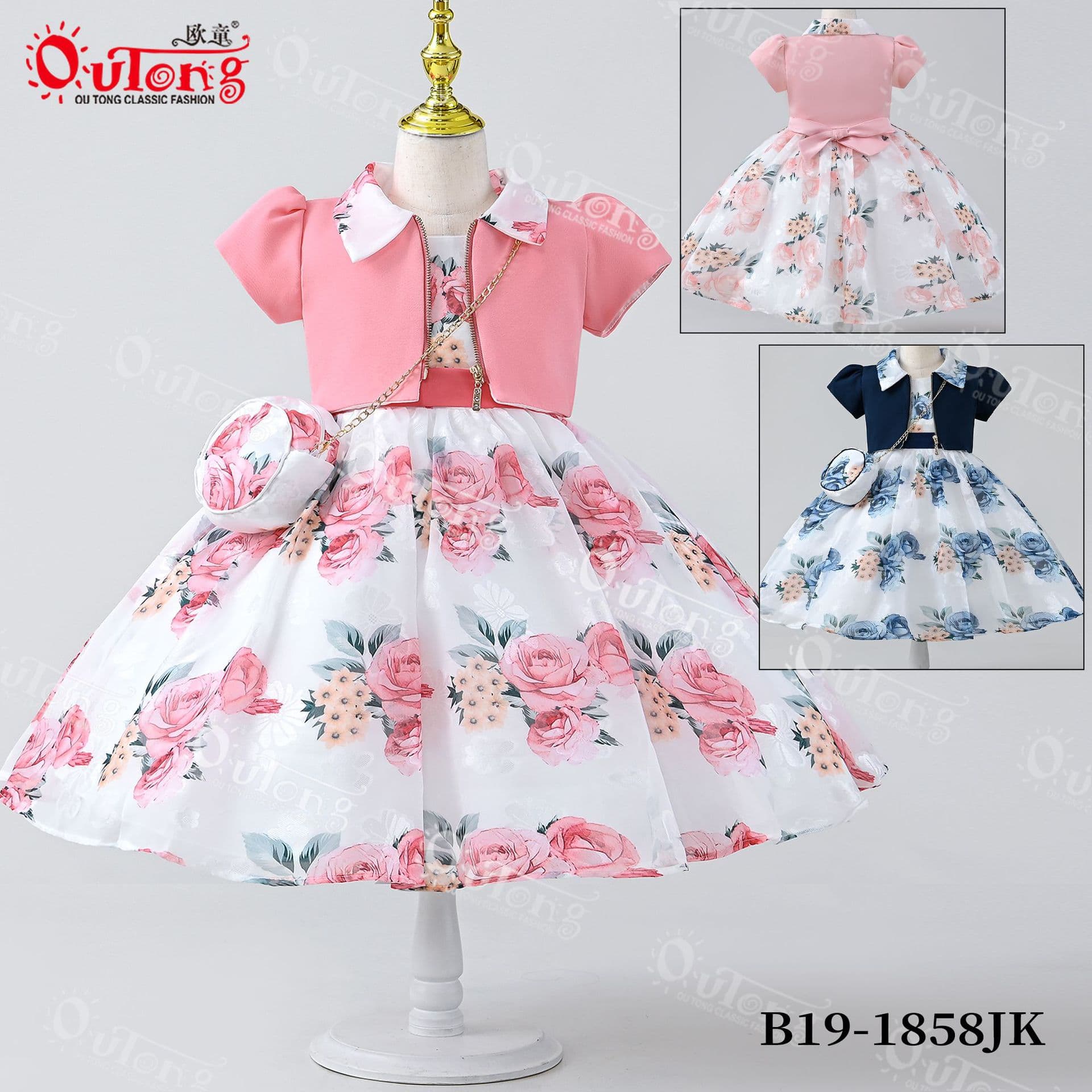 Children's Summer Princess Dress Short Sleeve Floral Print Cotton Girls Skirt Wholesale Cute Affordable Kids Clothing