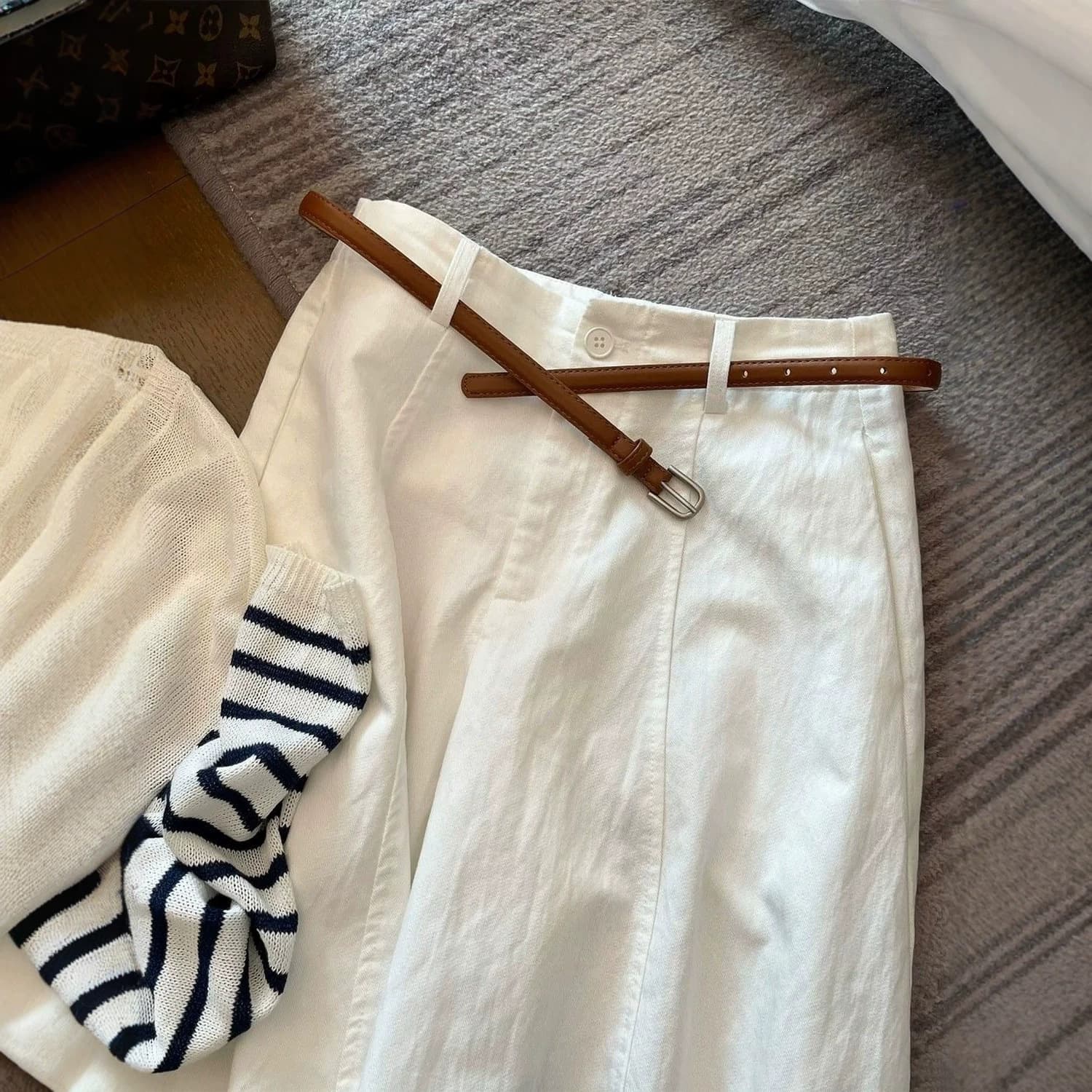 Summer Korean Lazy Style Flax Wide-Leg Pants for Women, Thin and Ultra-Slimming Comfortable Casual Trousers