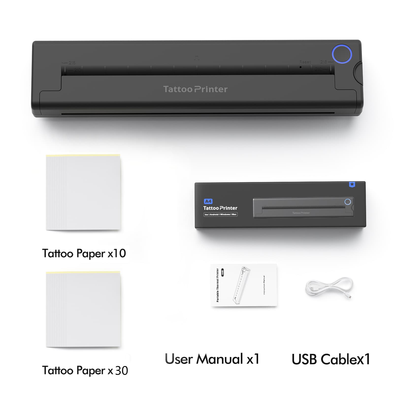 Cross-border A46 Tattoo Printer Thermal Heat Printer Inkless Portable A4 Bluetooth Wireless USB