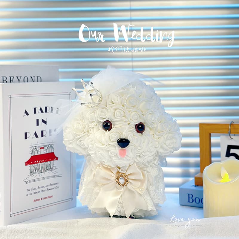 In Stock Maltese Puppy Preserved Flower Acrylic Gift Box Birthday Qixi Valentine's Day Bestie Gift Wholesale