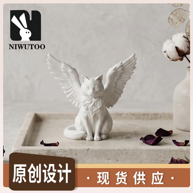 3D printed ornaments, angel cat shaped work station desktop display ornaments, small gifts for classmates, cross-border wholesale