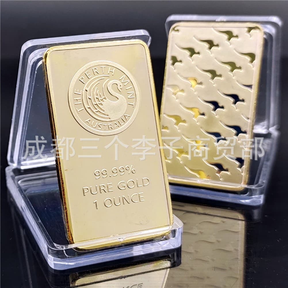Australian Swan commemorative coin gold-plated gold bar foreign trade commemorative coin one ounce square iron gold-plated commemorative medal