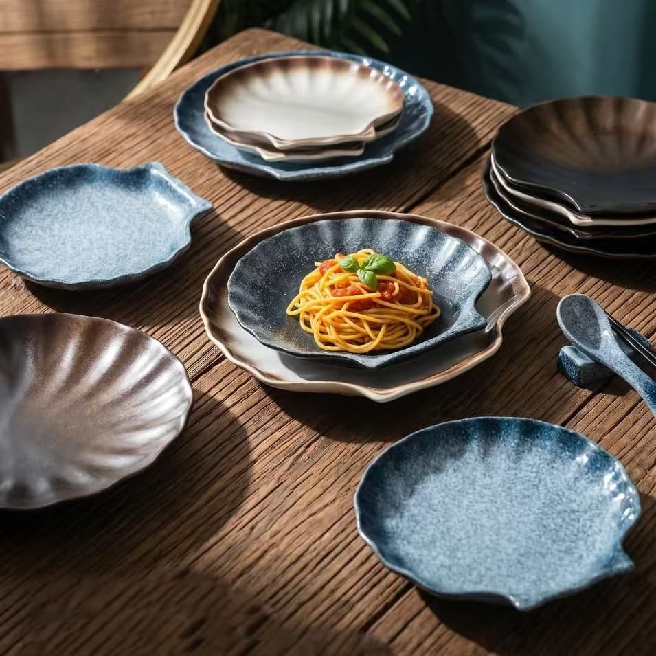 Japanese Shell Plate Ceramic Plate Restaurant Specialty Dish Shell Plate Pasta Plate Snack Plate Dessert Plate