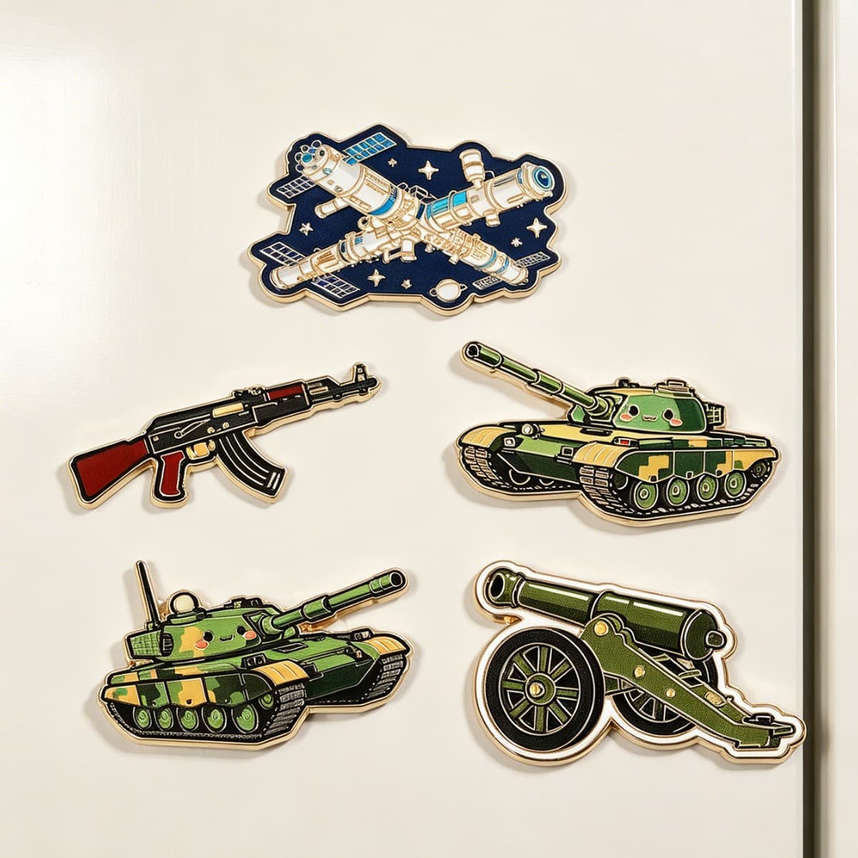 Weapon Series Fridge Magnet Military Exhibition Commemorative Gift Rifle Tank Space Station 3D Metal Fridge Magnet Magnetic