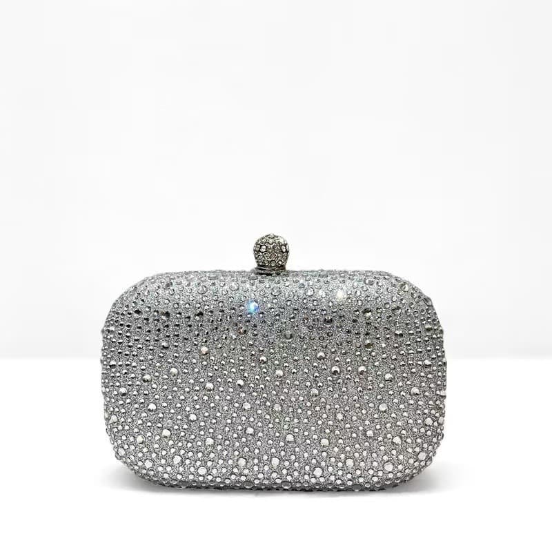 European and American Fashion Women's Sparkling Rhinestone Decorated Small Box Clutch Evening Bag Elegant Handbag