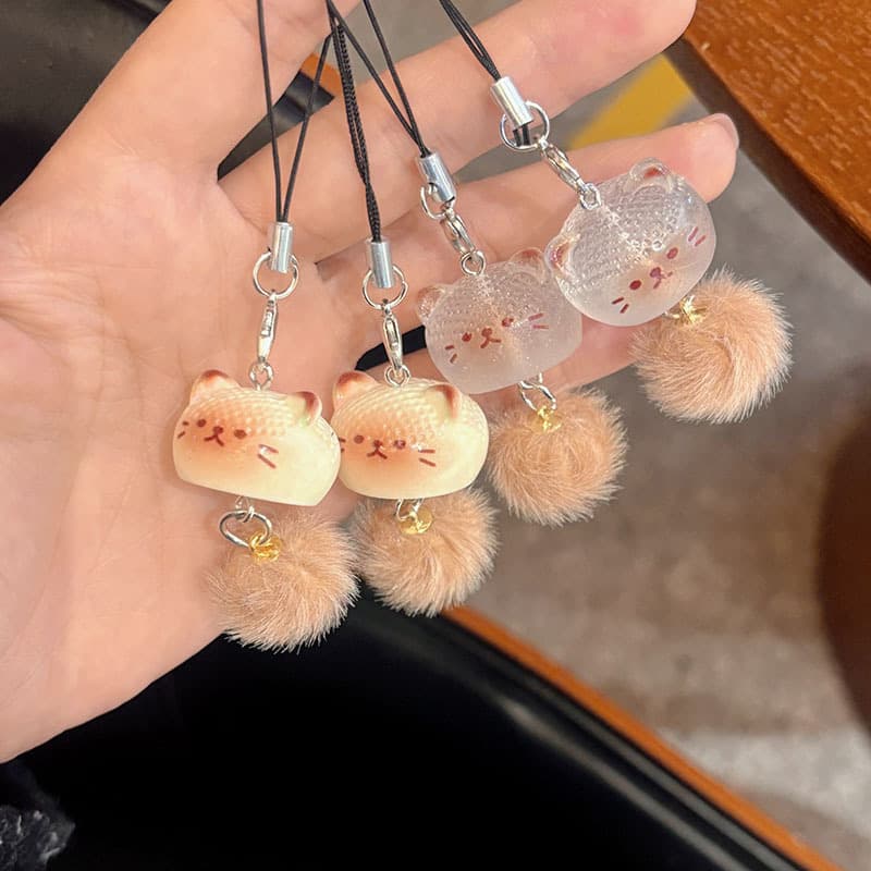 Phone Strap J82 Plush Cat Cartoon Pendant Phone Chain Keychain Student Backpack Decoration Couple Best Friend Gift