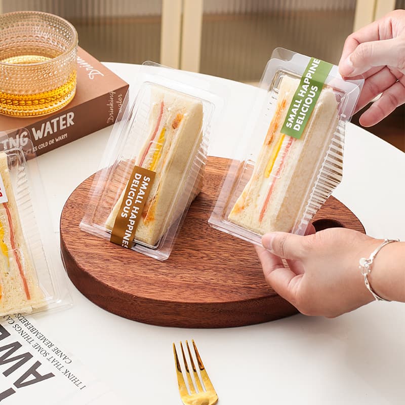 Sandwich packaging box transparent triangular plastic blister box disposable baked pastry sandwich cake box