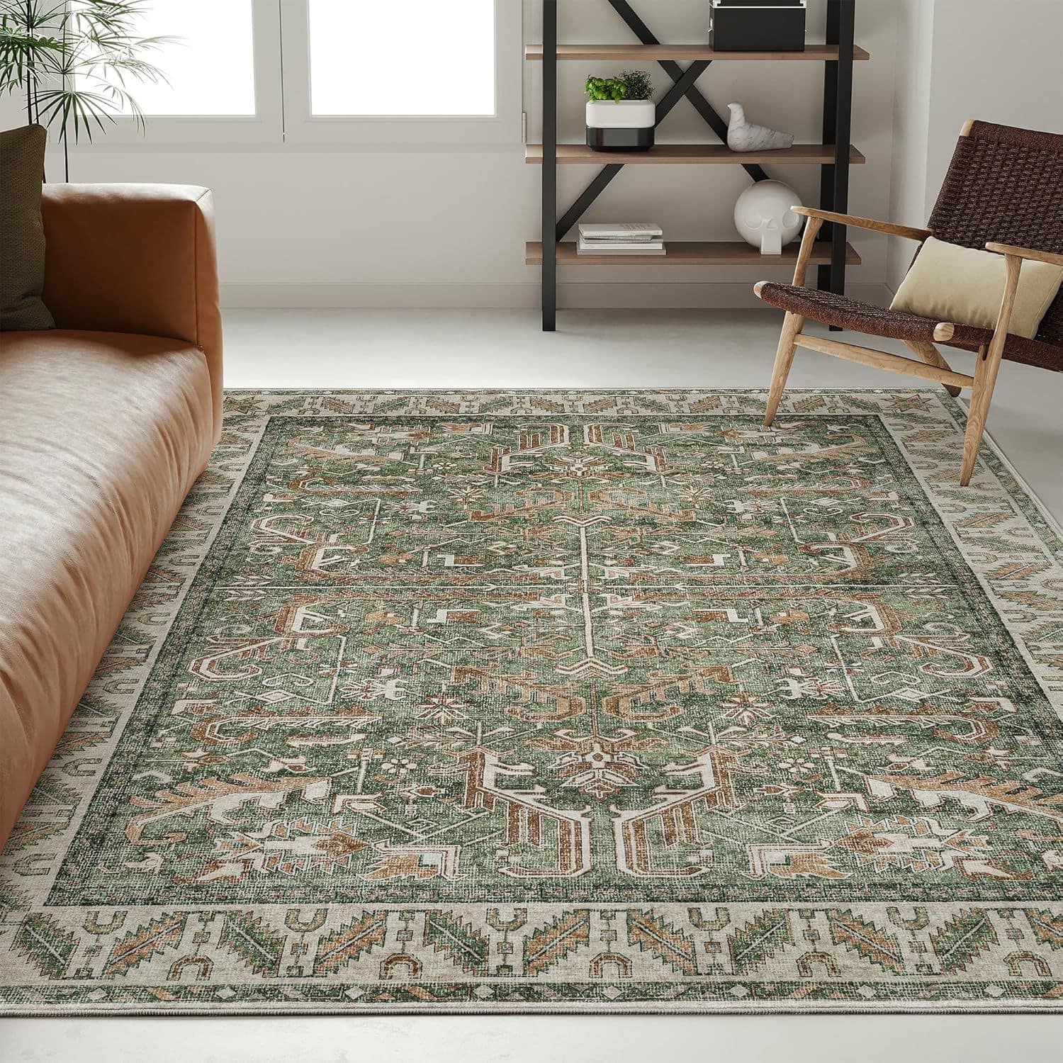Retro Persian Carpet Polyester Fiber Square Full Coverage Living Room Sofa Coffee Table Bedroom Bedside Rug American Style