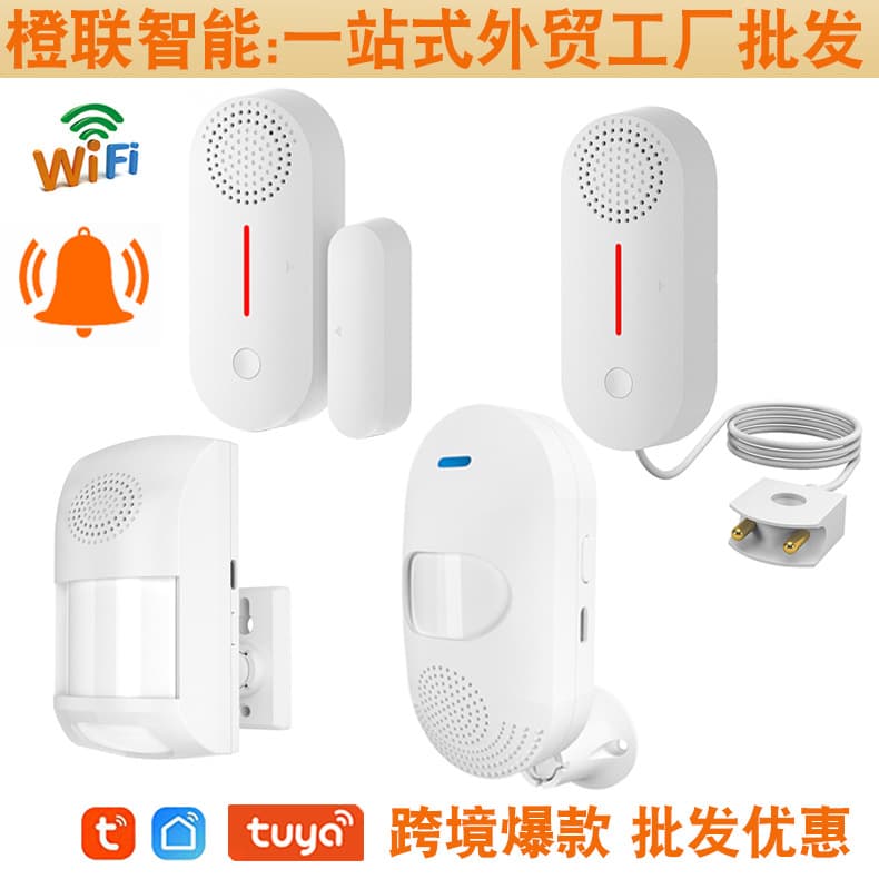 Cross-border Factory Tuya WiFi Human Detection Alarm, Mobile Remote Wireless Water Leakage, Door Magnetic, Sound and Light Alarm