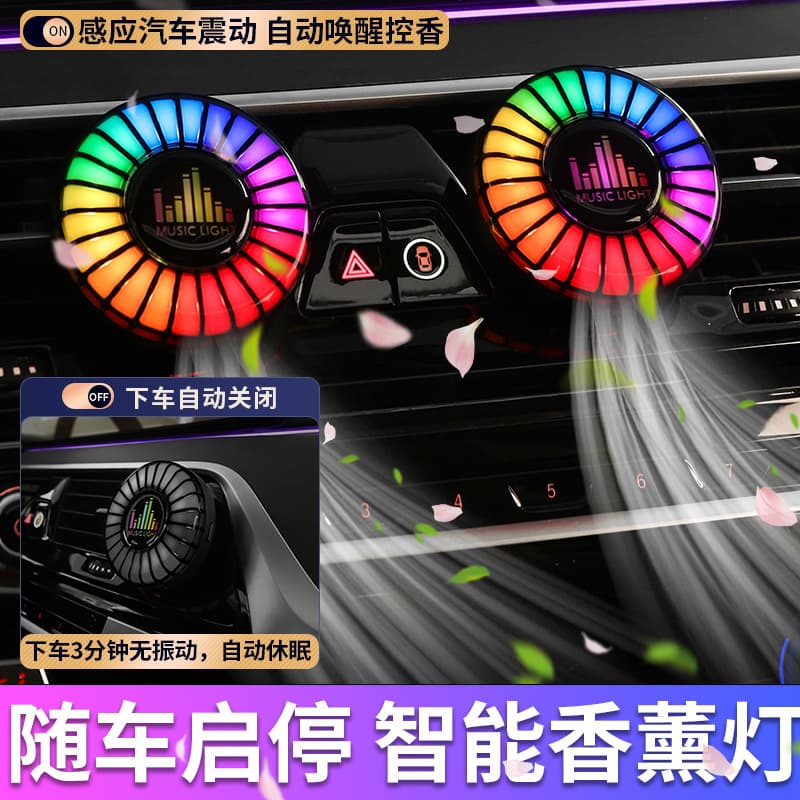 Cross-border new car aromatherapy vent atmosphere light voice-controlled sound light in-car smart perfume rhythm light