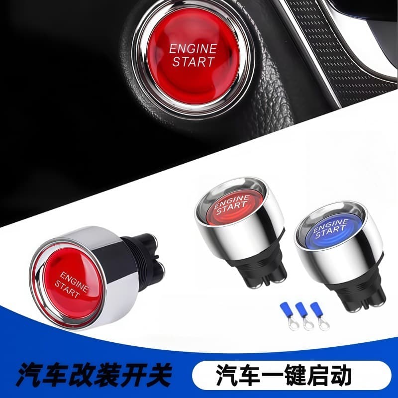Car Modification Start Ignition Switch 12V 24V Auto Reset One-Button Start Switch LED Light Button Switch