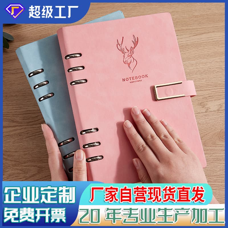 Detachable A5 Business Meeting Office Record Book Thickened Notebook Retro Student Memo Book Leather Cover Linen Paper
