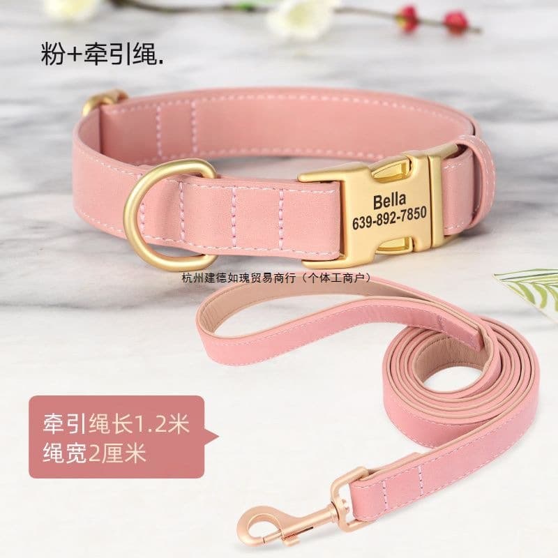 Pet Dog Collar with Metal Buckle Engraved Anti-Lost Dog Tag Neck Ring for Small/Medium/Large Dogs, Golden Retriever, Poodle Walking