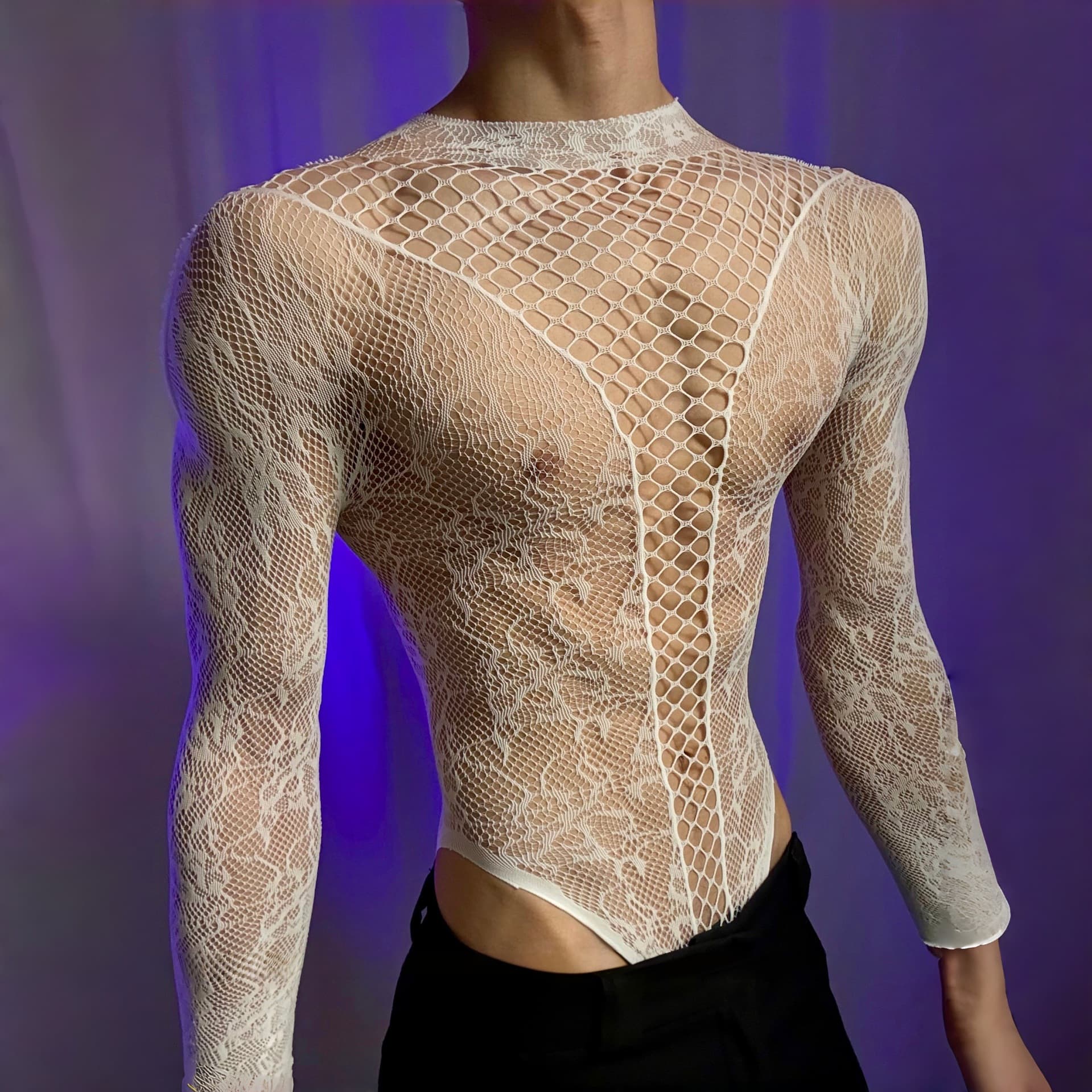 Zuijiao large size sexy lingerie for boys, female one-piece fishnet sexy temptation hollow open fishnet stockings one-piece black stockings