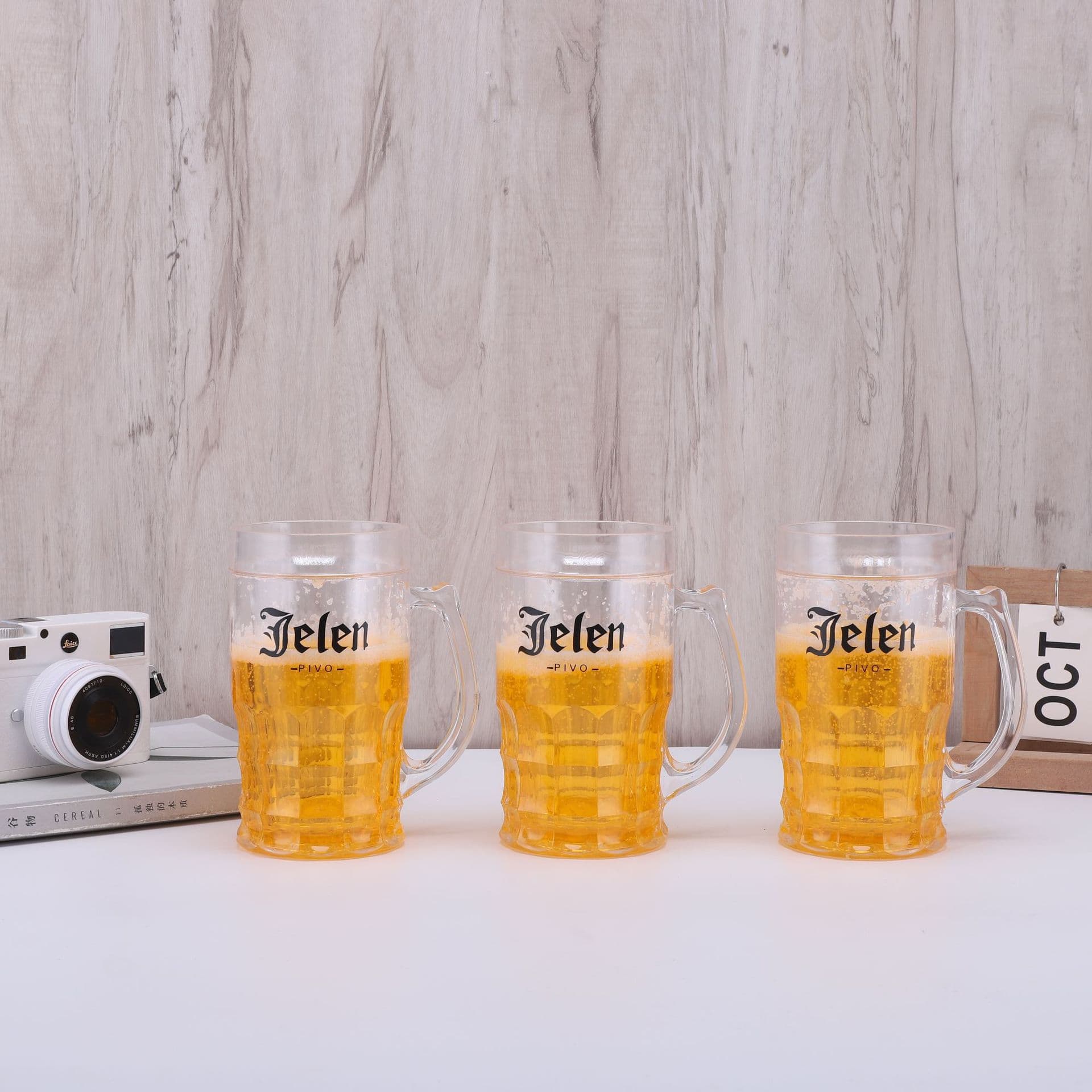 Prank Novelty Beer Mug Internet Celebrity Same Style Ice Cup Plastic Water Cup Double-Layer Insulated Cooling Ice Cup Draft Beer Mug Wholesale